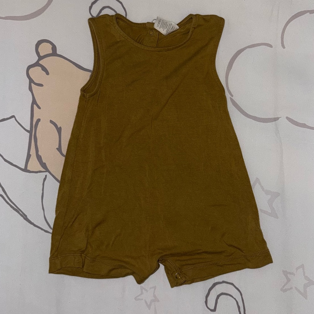 Kate Quinn Modal Sleeveless Shortie Romper Unisex 6-12 Months Bronze Gold